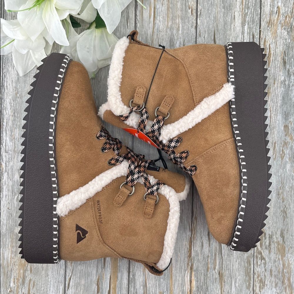 Big Girls Platform Winter Leather Boots Shoes Size 5